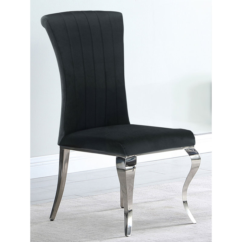  Wanstead Velvet Upholstered Side Chairs (Set of 4), Black