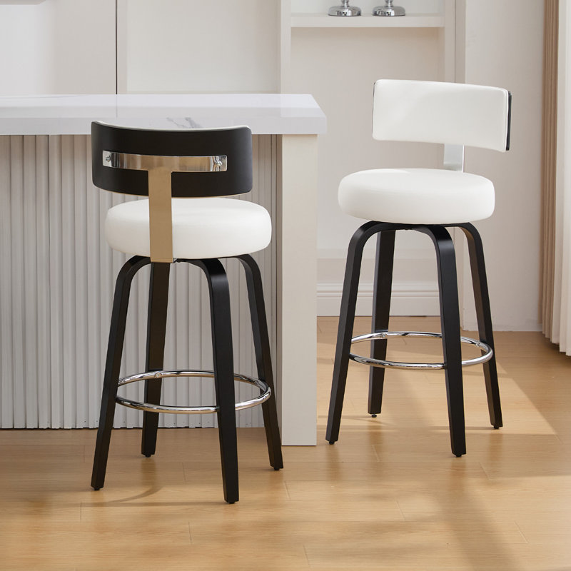 Tabouret de bar et de comptoir Sonja, Tabouret de comptoir (siège d'une hauteur de 26 p, Siège blanc / cadre noir
