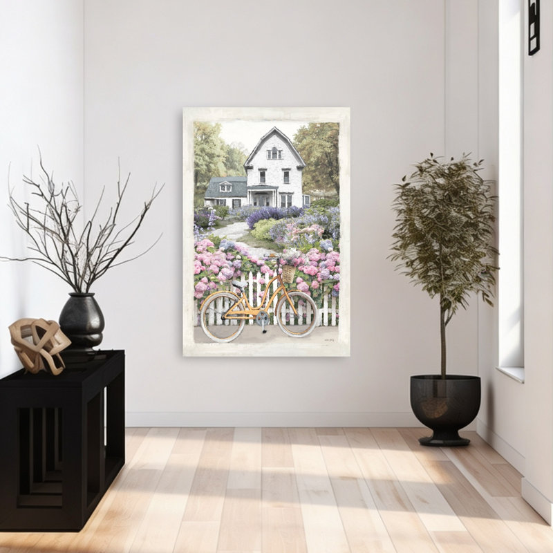 «Farmhouse Flower Garden Contemporary Hydrangea Landscape Spring», reproduction d'art murale, H 48 po x l 32 po