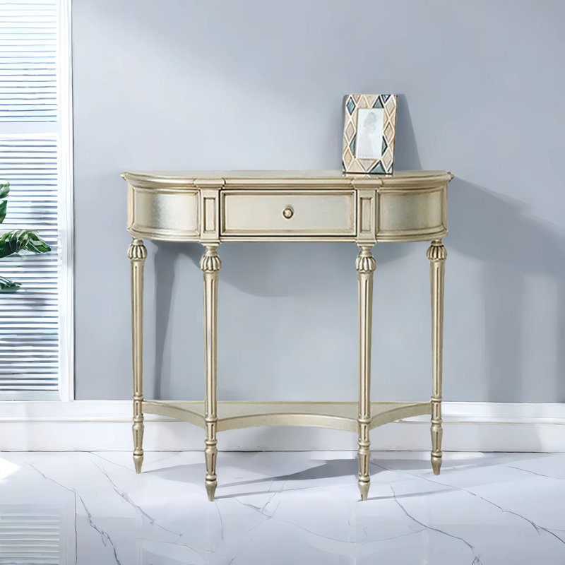 French Style Entryway Cabinet, Champagne Gold, 34.6" H x 42.5" W x 15" D