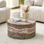 Table basse ronde en bois aggloméré à motif de pierres précieuses, 23,6 po de diamètre x 11,8 po de hauteur, matériau de salon en bois aggloméré. Convient aux salons de style industriel ou minimaliste.-393122782-390882433
