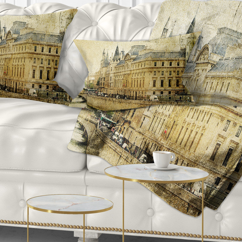 Old Parisian Cartes - Coussin imprimé paysage urbain