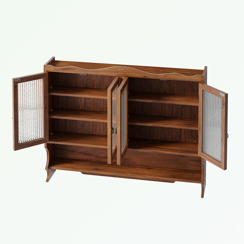 Armoire murale 4 portes avec tablette ouverte, Brun