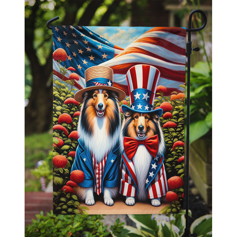 Drapeau All American Garden, Étoile bleue / rayure rouge Sheltie