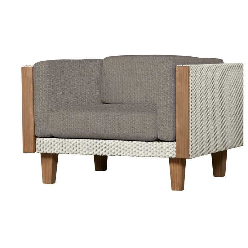 Catalina Outdoor Teak Lounge Chair, Sandberg Pewter, Antique White