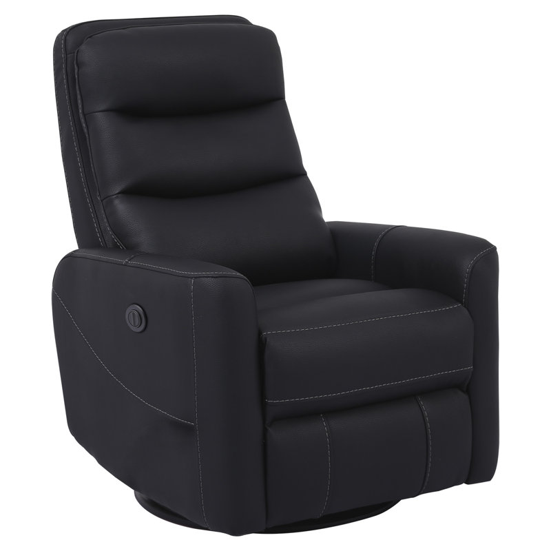Casarez 31" Upholstered Manual Swivel Glider Recliner with Recessed Arms, Black, Manual
