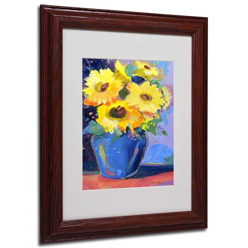« tournesols ii » par sheila golden, reproduction d’art encadrée, H 14 po x l 11 po x P 0,5 po, Brun - Biseautée