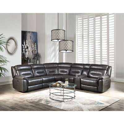 116"" Wide Faux Leather Symmetrical Reclining Corner Sectional -  Latitude RunÂ®, 4A4F385C1CB24411B76EED5894B5B0FB