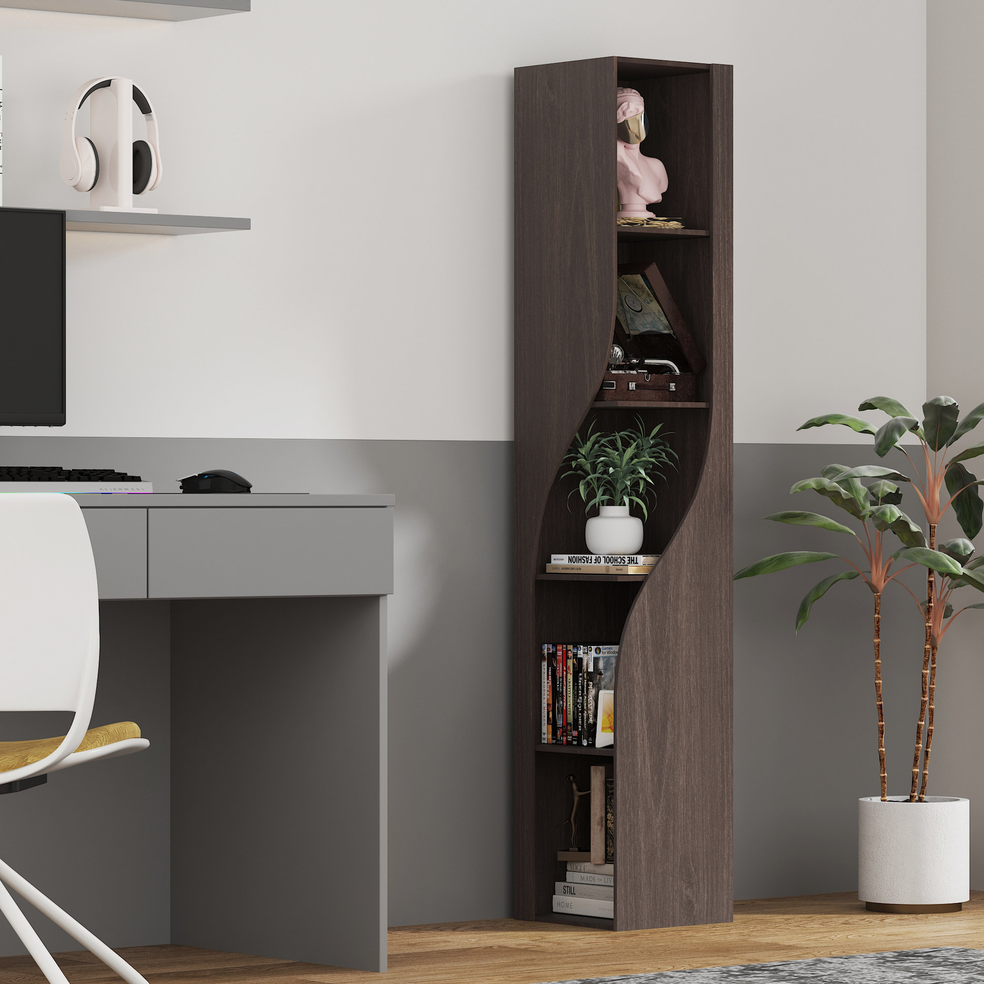 Ebern Designs Corner Bookcase & Reviews Wayfair Canada