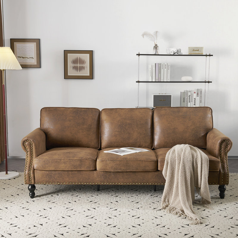 Canapé à 3 places l 82,68 po Alcott Hill®, Microfibre/microsuède brun