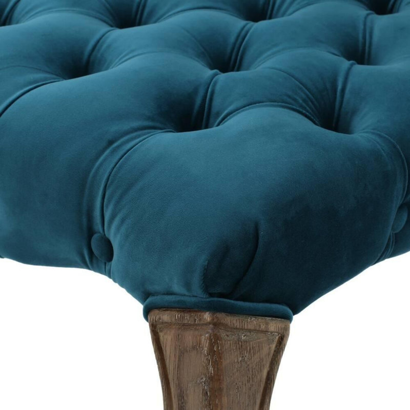 Chaise Parsons rembourrée et capitonnée Richard, Velours bleu sarcelle
