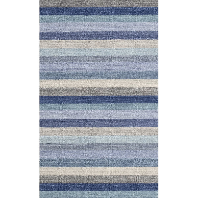 Jazzy Handmade Wool Blue/Indigo Rug, Rectangle 3' x 5'