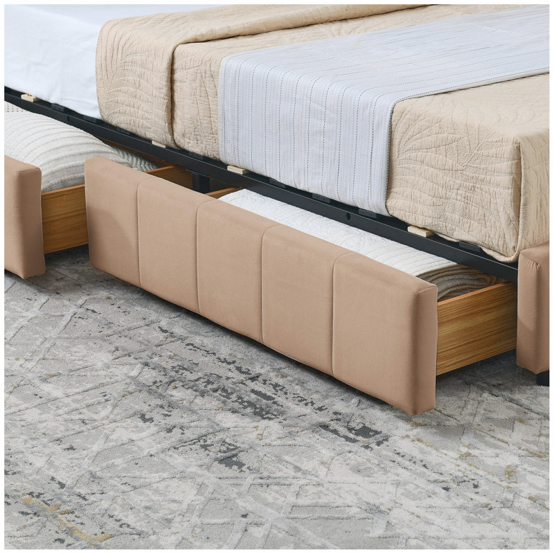Structure de lit capitonnée avec rangement, canapé-lit avec dossier confortable et accoudoirs, lit pour chambre à coucher, salon, velours, rose (80,5 po x 59 po x 29,5 po)