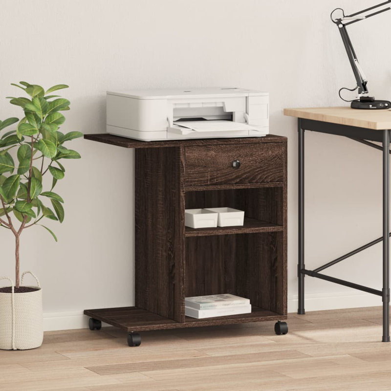 68.5cm H x 60cm W Printer Stand, Brown Oak