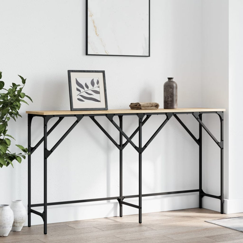 Nycole Console Table, 75 H x 140 W x 29 D cm, Smoked Oak