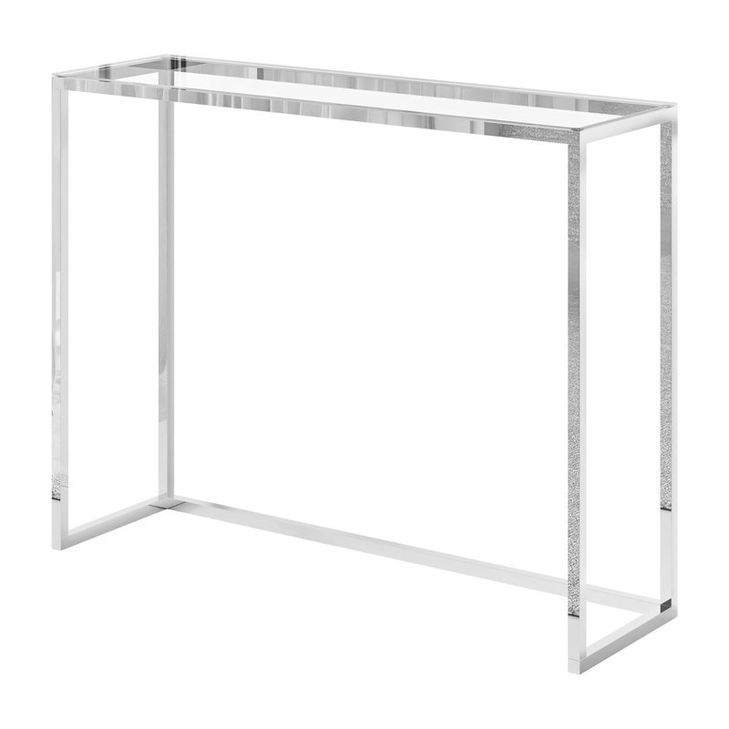 MODERN II Console Table, 100 cm, Chrome / Clear Glass