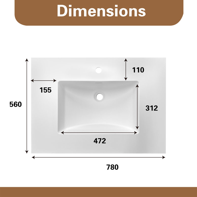 Bathroom Drawers Vanity Set 30" Sink Base with 31" Sink Top Combo, Orange