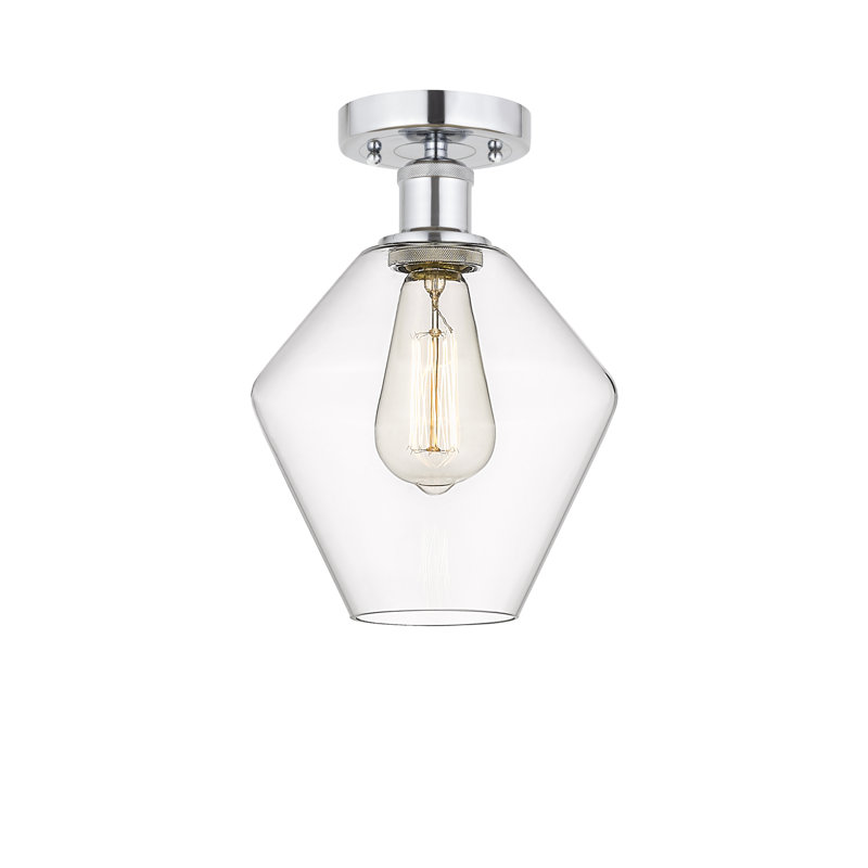 Plafonnier semi-encastré en verre Amylea, Clair, Noir mat, H 11,25 po x l 8 po x P 8 po