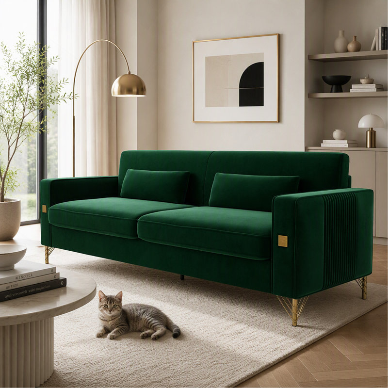 Canapé 3 places en velours Emerald Green