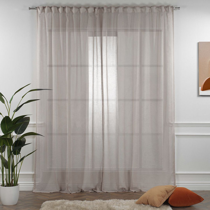 Panneaux de rideaux extra-longs transparents, L 52 po x L 95 po, Beige