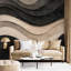 3D Black & Beige Layered Wave Wallpaper-295246020