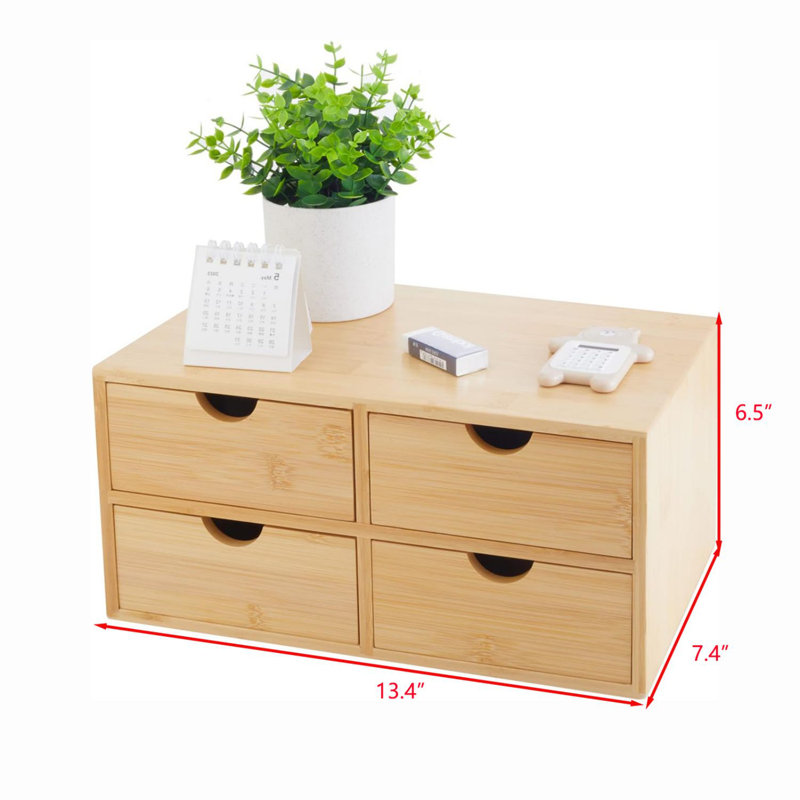 Bamboo Desk Organizer with 4 Drawers