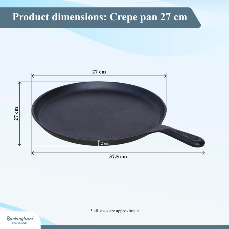 Buckingham Pre-Seasoned Cast Iron Crepe Pan 27 cm