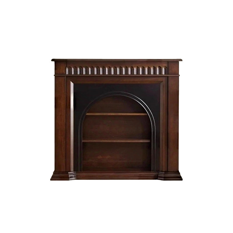 Nu-Brown + Black Solid Wood Freestanding Fireplace
