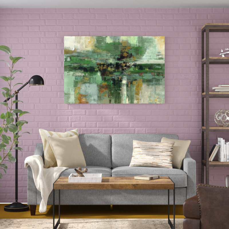 «Morning Fjord Rifle Green» par Silvia Vassileva, peinture sur toile tendue, H 32 po x l 48 po x P 1,25 po