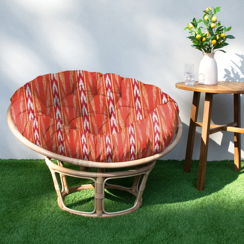 Sunbrella Outdoor 4'' Papasan Seat Cushion, Orange Ikat