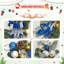 Guirlande de Noël pré-illuminée bleue et argentée de 1,8 m, pour intérieur et extérieur, avec minuterie