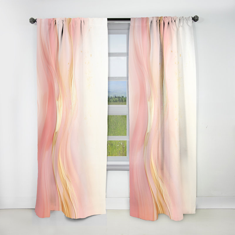 Gold And Pink Soft Wave Fusion II - Modern Curtain - Velvet Room Darkening - 1 panel, 52" W x 120" L