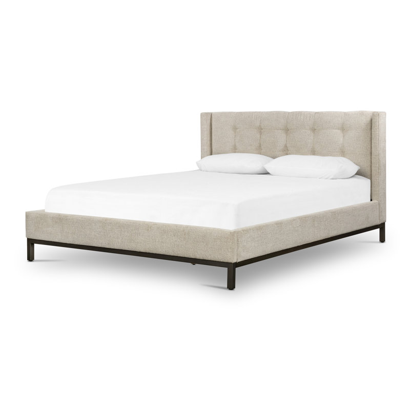 Upholstered Wingback Bed, Plushtone, King