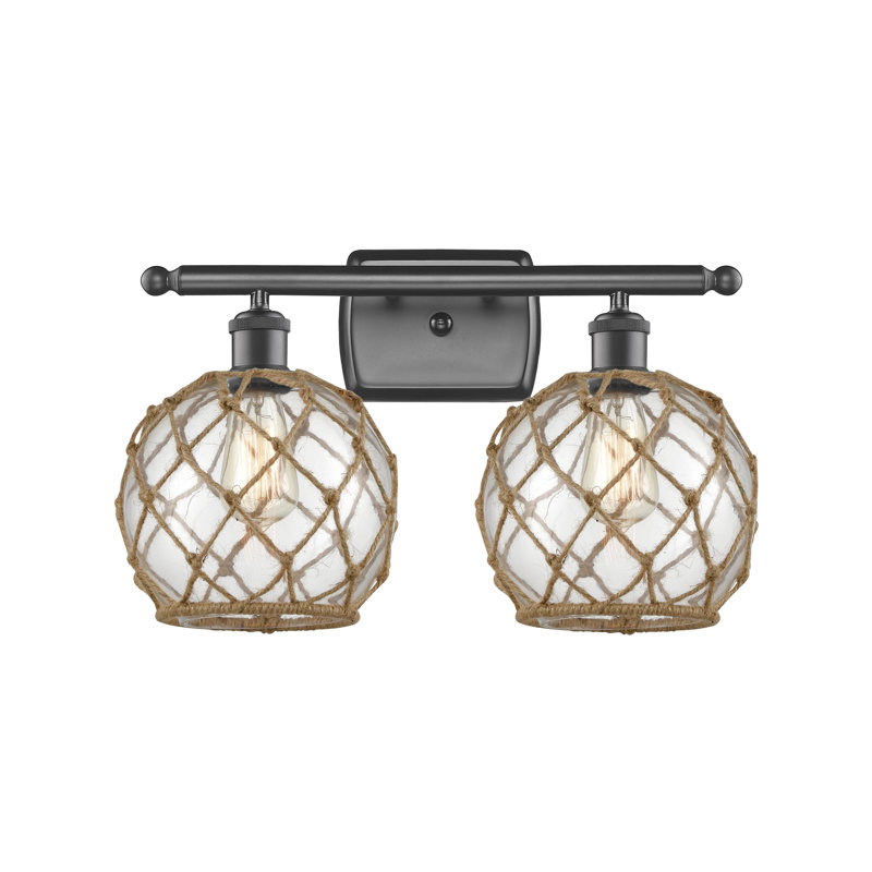 Éclairage pour salle de bain à intensité variable 2 lumières Arriola, Ampoule à DEL rétro de 6 watts, Transparent/brun
