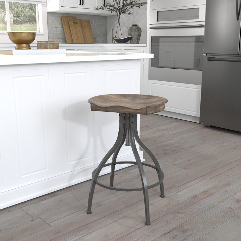Vlad Metal Adjustable Height Bar Stool, Gray