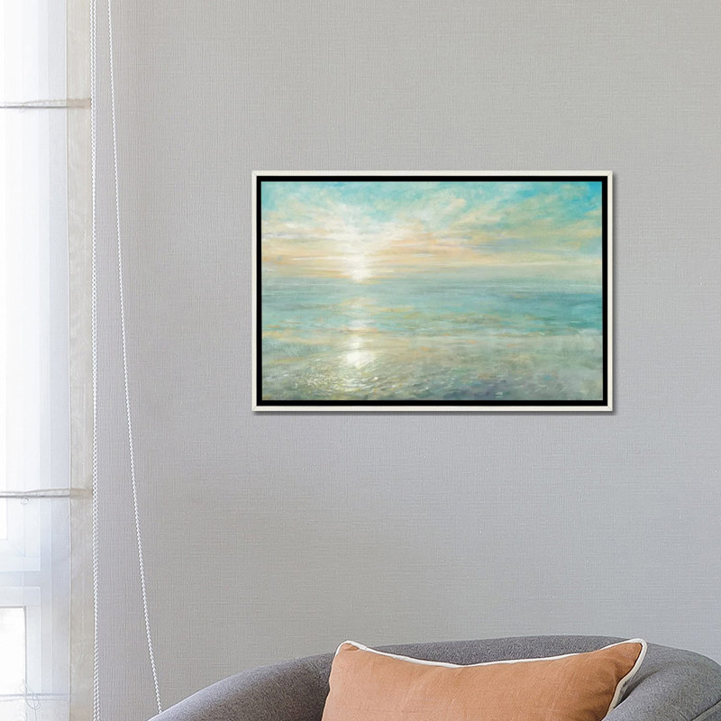 « Sunrise » par Danhui Nai - reproduction, H 18 po x l 26 po x P 1,5 po, Toile avec cadre flottant blanc patiné, Pas de tapis