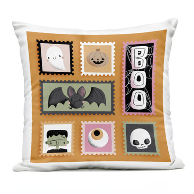 Spooky Cute Halloween Stamps Design by Sarah Hickman Outdoor Printed Pillow