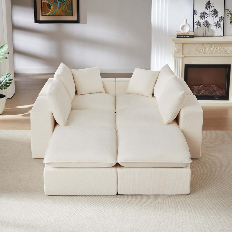 Modern Chenille cloud sofa, freely combinable, White