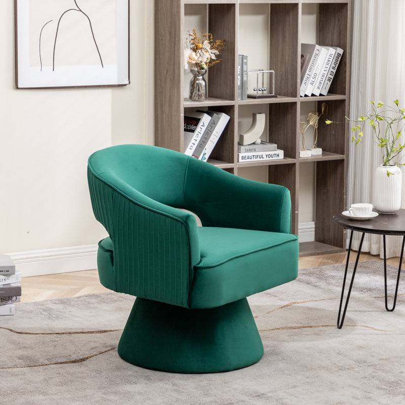 Fauteuil demi-tonneau Chynna, Velours vert foncé