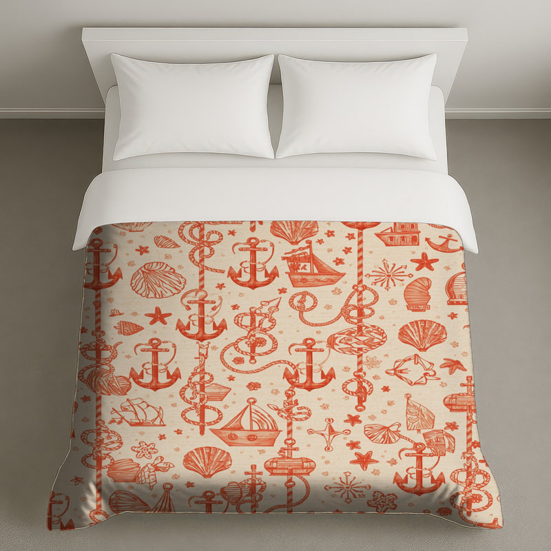 Housses de couette Nautical Anchor Shells, Grand lit