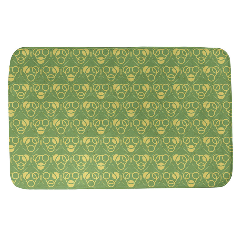 Tapis de bain géométrique rectangulaire antidérapant Circles Waves, l 21 po x L 34 po, Vert/jaune