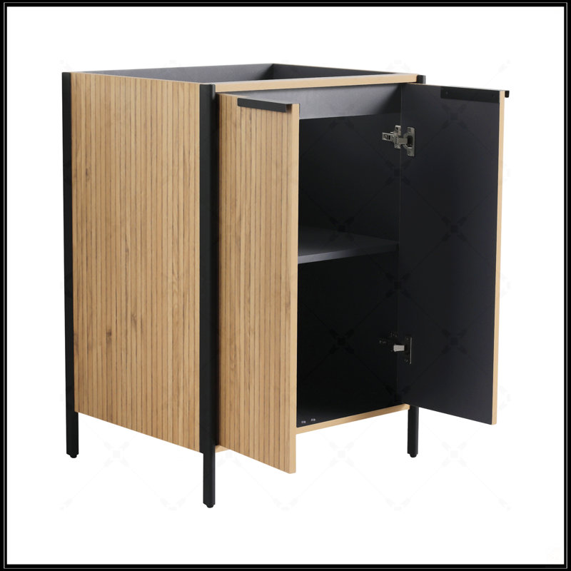 Meuble-lavabo autoportant avec rangement spacieux et porte à fermeture en douceur, sans lavabo, parfait pour les salles de bain modernes