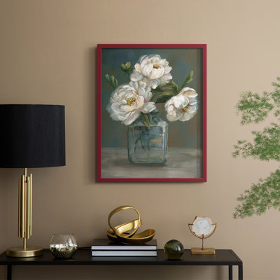 Reproduction encadrée de roses rétro - bois massif