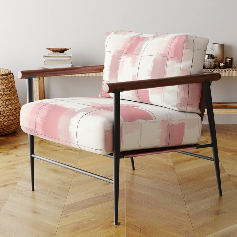 Chaise rembourrée French Country, Bras ronds bruns