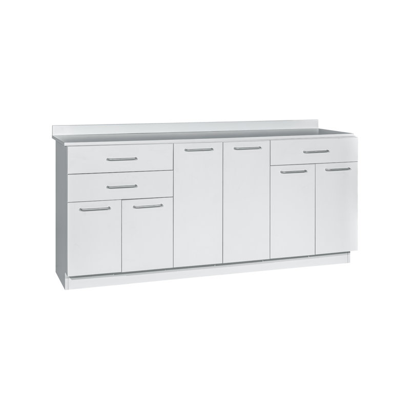 Armoire médicale de cuisine de base prête à assembler, 72 po L, 6 portes, 4 tablettes réglables et 3 tiroirs