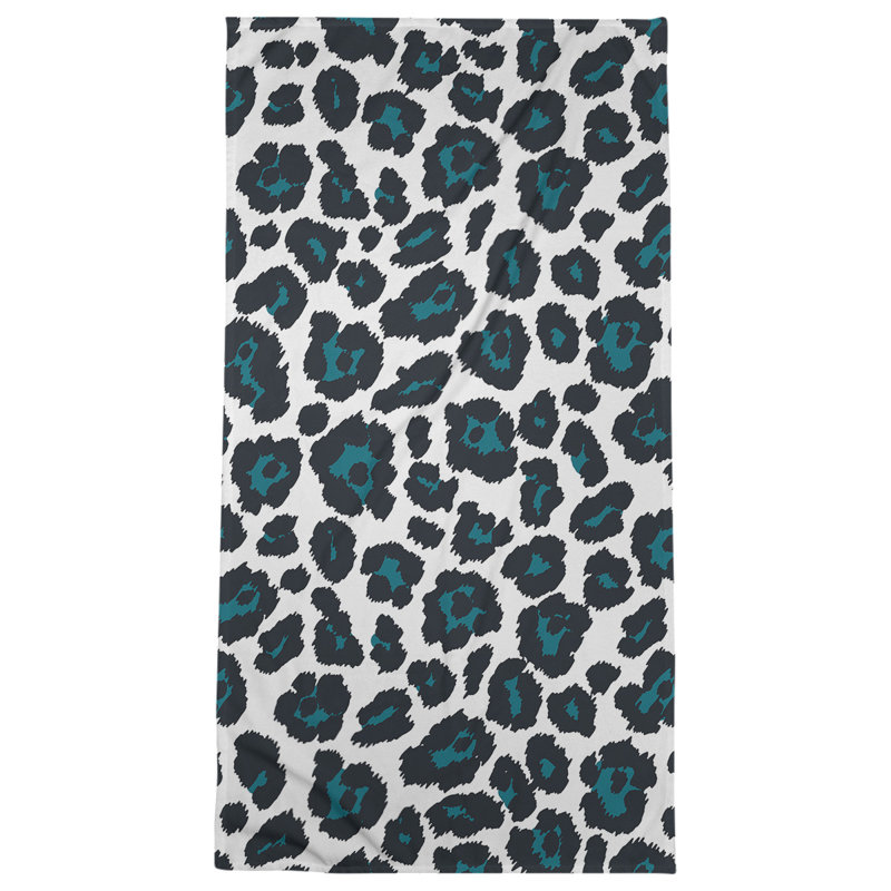 Davlin Beach Towel, Polyester/Cotton Blend, White/Teal/Black