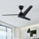 Ventilateur de plafond 52 pales 52 po à fixation encastrée et à tige avec télécommande, pas de lumières, ventilateurs de plafond à 3 pales modernes à moteur à courant continu pour le salon de la chambre à coucher - Noir
