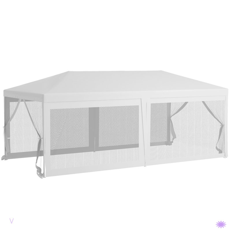 Party Tent, Outdoor Wedding Canopy & Gazebo With 6 Removable Sidewalls, Shade Shelter For Events, Bbqs, White