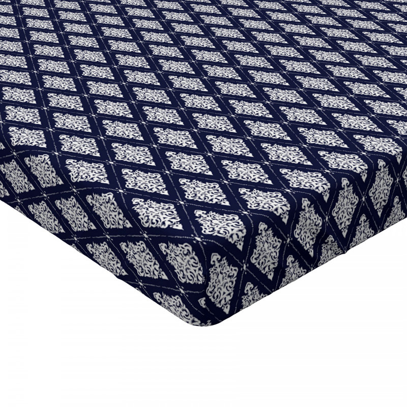 Microfiber Geometric Fitted Sheet, Queen Fitted Sheet