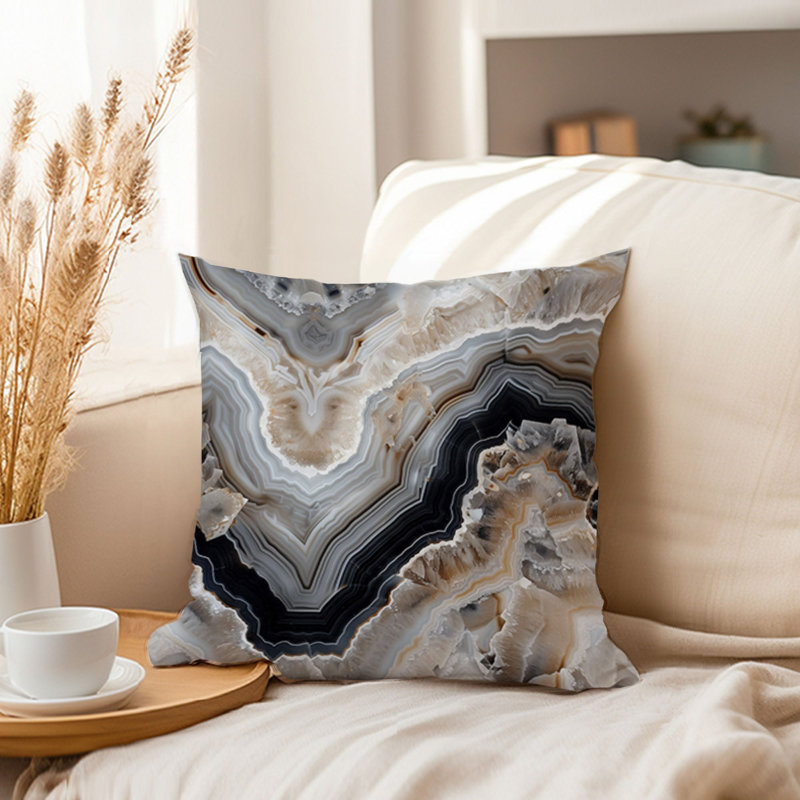 Abstract Gray Marble Geode Pattern IV Modern, 16"H x 16"W
